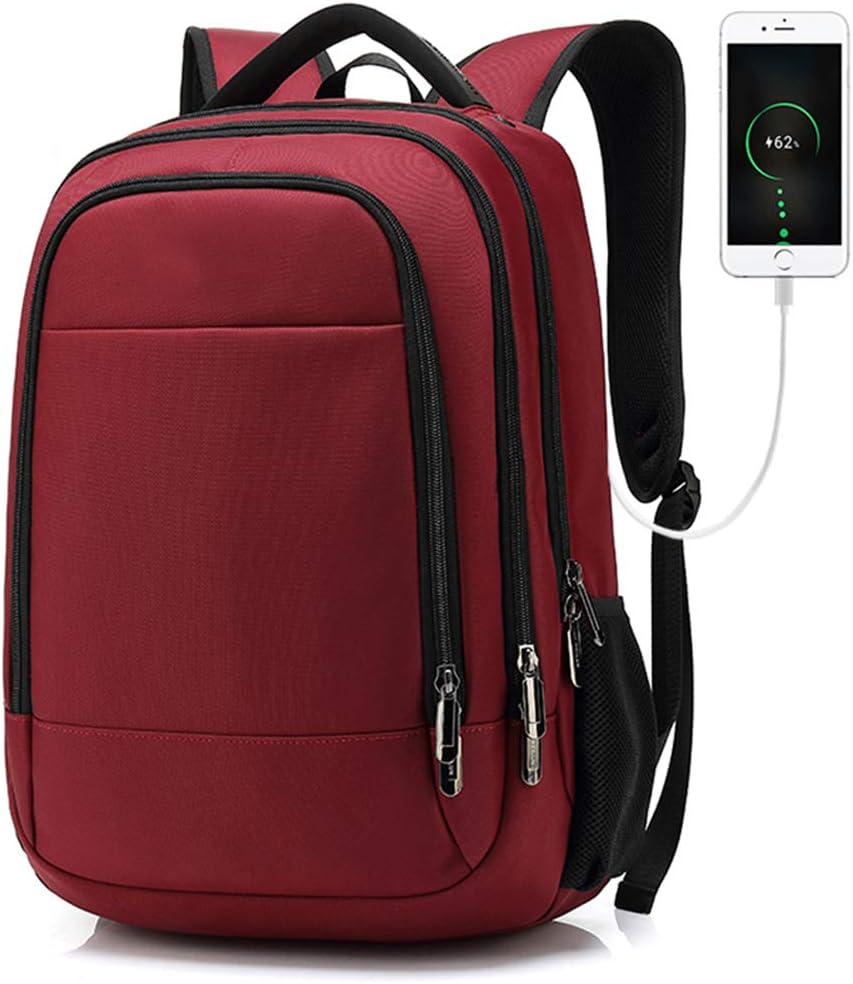 Laptop Backpack for 15.6 Inch Business Laptop Rucksack with USB Charging Port, Water Resistant Casual Daypack for School Travel Daypack for Work/Business/College/Women/Men (red)
