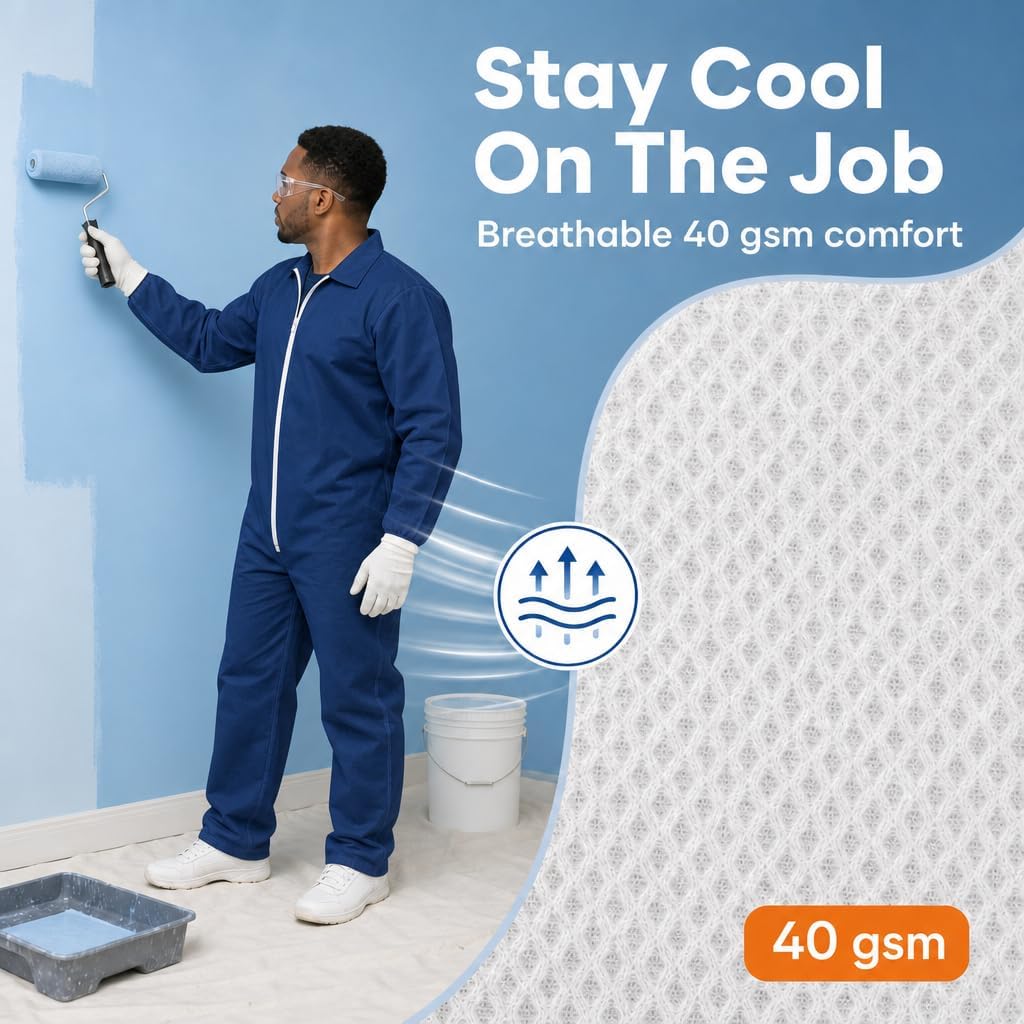 Disposable Coveralls Breathable Paint Suit, Crawl Space, Lightweight Coveralls