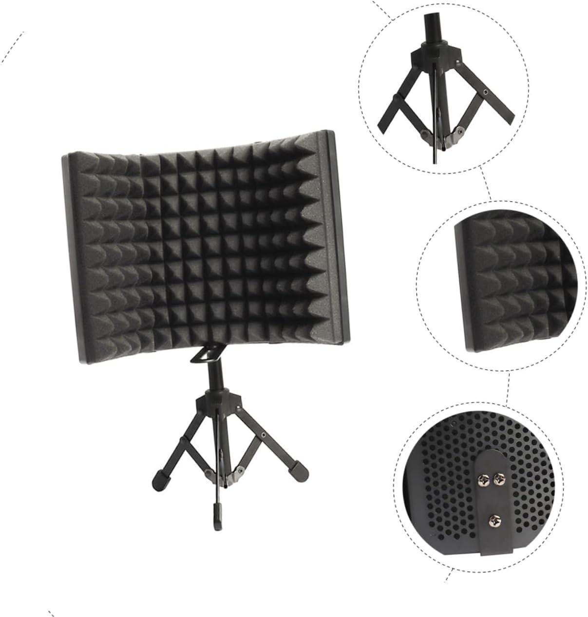 Microphone Windscreen Noise Reduction Cover Adjustable Isolation Shield for Studio Recording High Density Pop Filter for Microphone Accessories