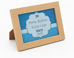Porta-Retratos de Madeira com Vidro, 10x15 cm, Kit com 5 Unidades (bege)