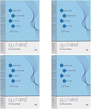 Glutafab Lite Skin Moisturizing & Brightening Soap with Glutathione, Niacinamide and Olive Oil | Reduces Dark Spots, Pigmentation & Blemishes | For All Skin Types | For Men & Women | 75 Gm (Pack of 4)