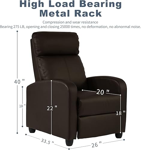 Miniatura 3 de HCY Silla reclinable, silla de sala de estar, muebles de cine en casa, sillas deslizantes modernas con respaldo de ala, sofá individual de piel