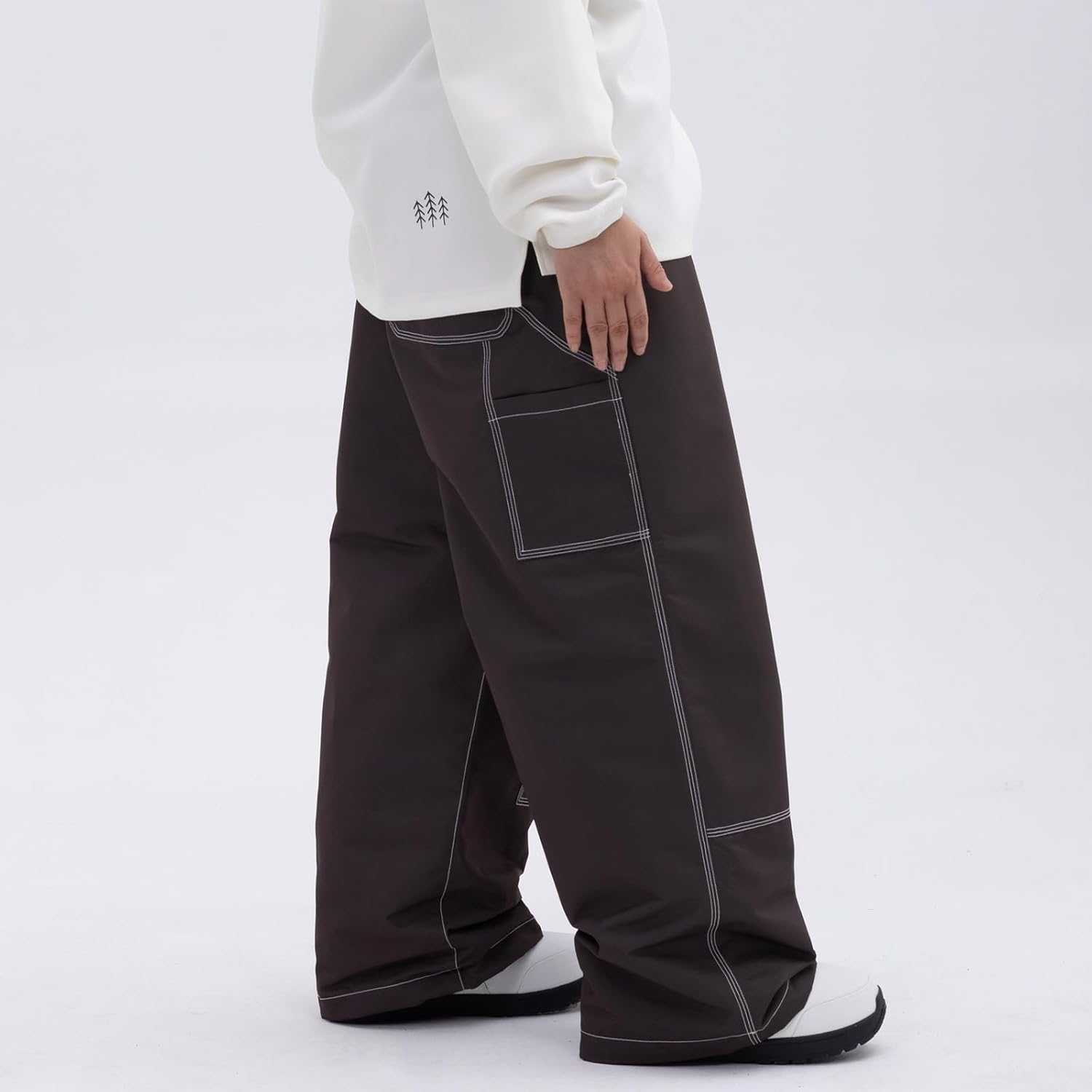 SNOWVERB Waterproof Baggy Snowboard Pants Inner Thigh Vents Ski Pants Loose Fit Streetwear Snow Pants for Men Women