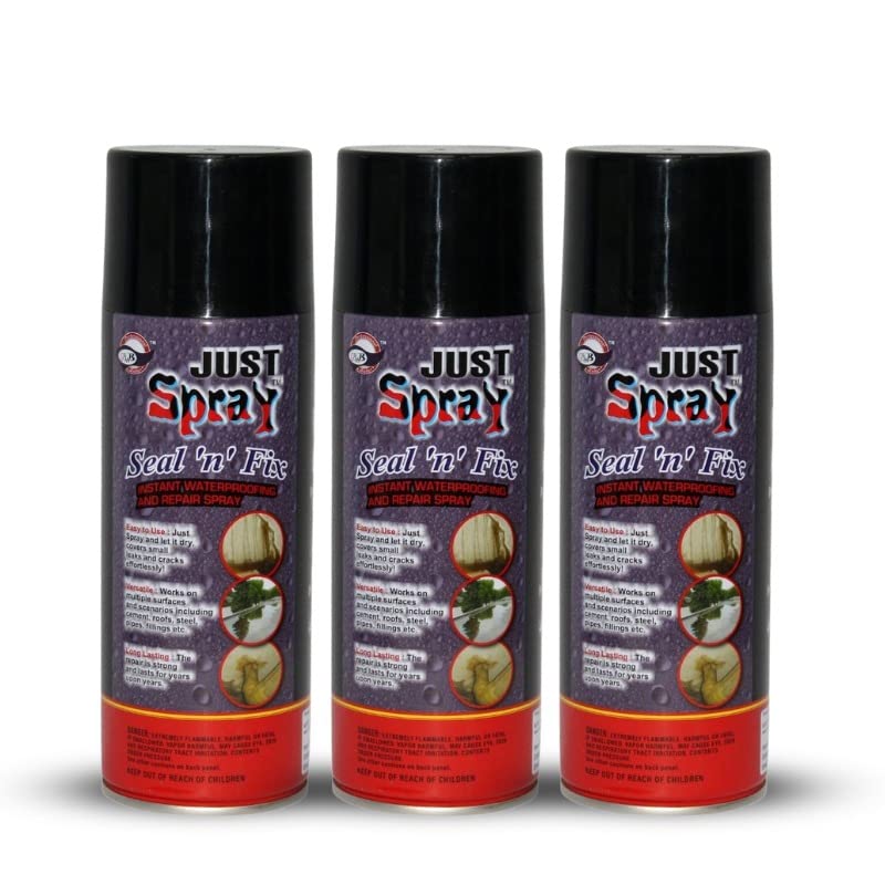 Image of seal n fix black spray just seal it Instant Waterproofing and Repair BLACK spray ( Anti-corrosion) 1275ml SNF black PACK OF 3