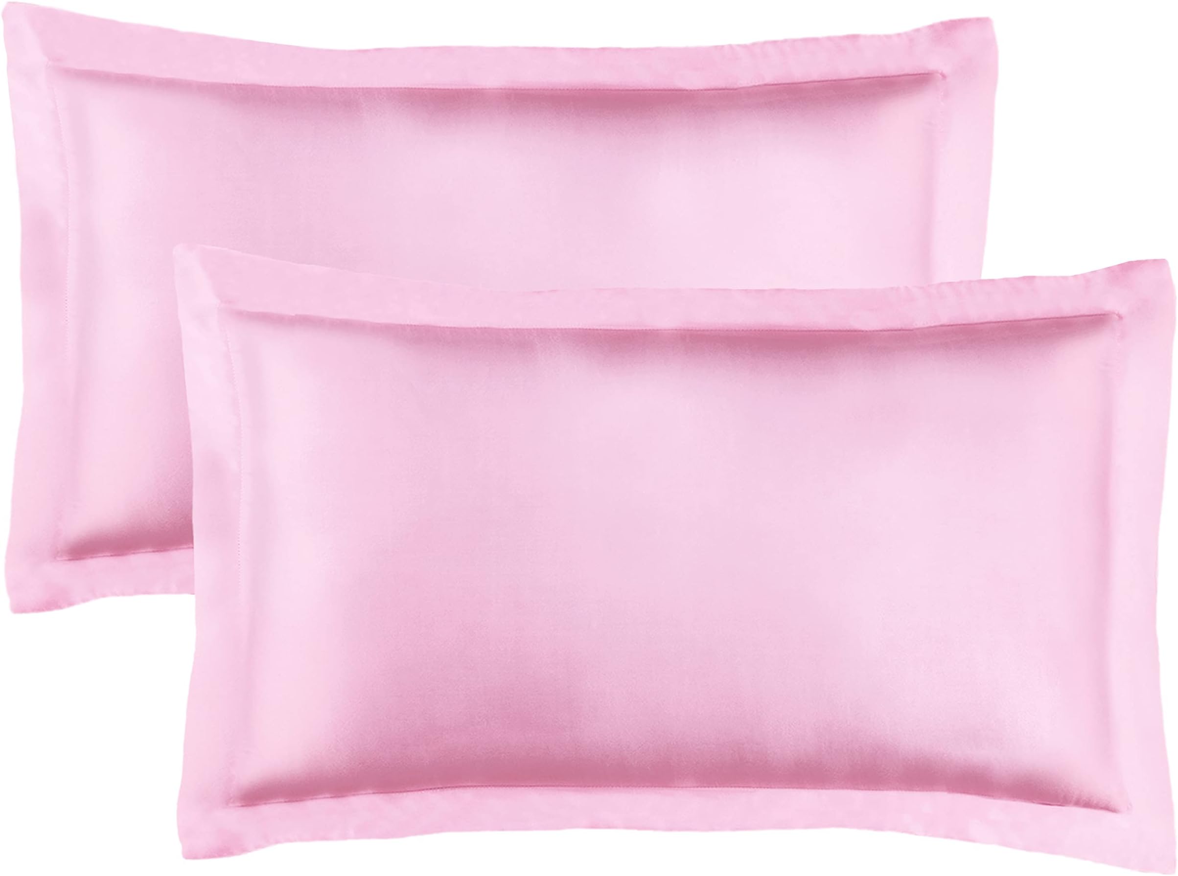 HAWKAIZENSatin Pillowcase for Hair and Skin Care (Pack of 2) - Soft, Breathable, Silk Pillowcase with Envelop Closure, Pillow Cover Queen Size/50x75 cm/ 20x30 Inches (Queen, Pink)