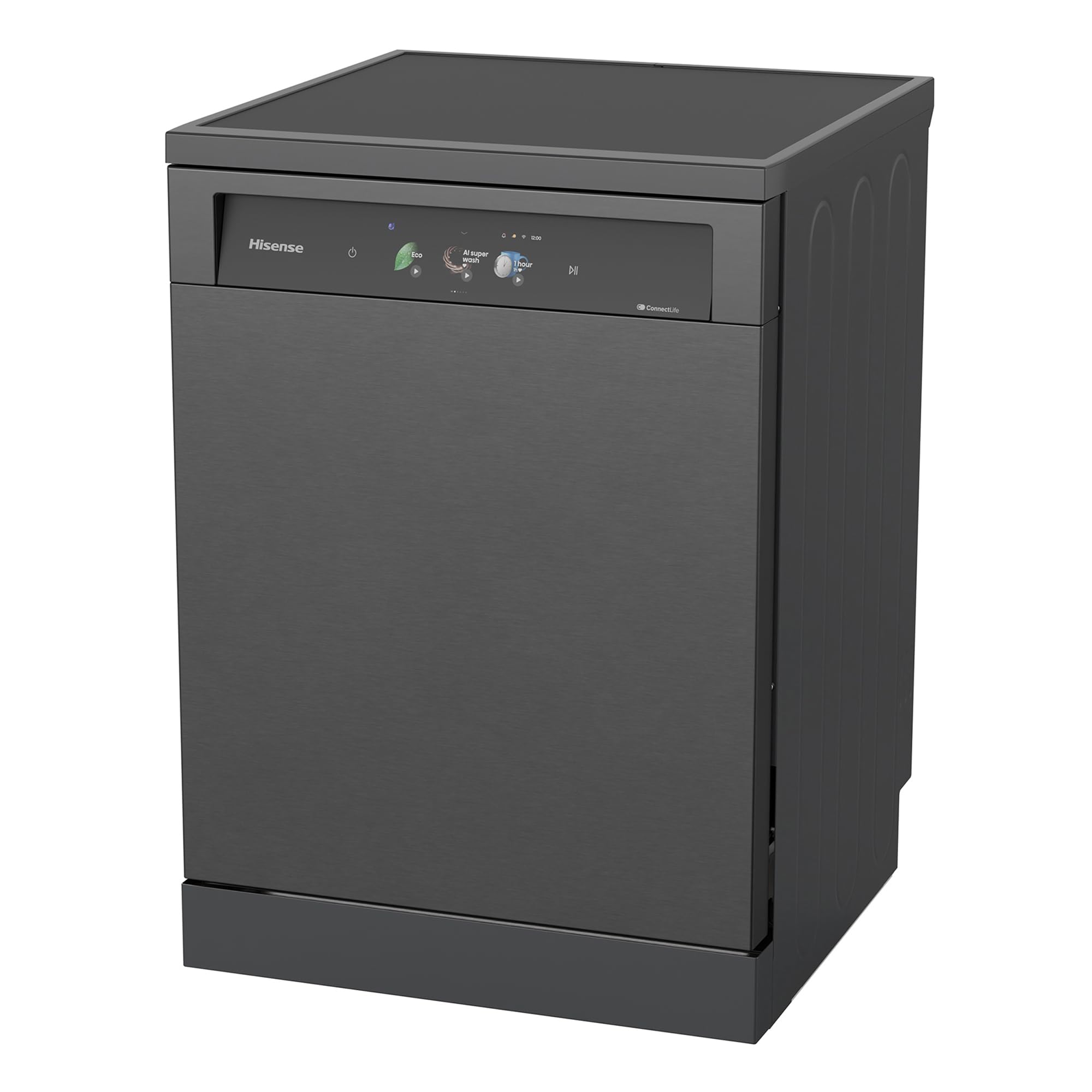 Hisense HS693A90ADBX - Lavavajillas Clase A, 16 Servicios, Fondo 60cm, Pantalla TFT Vision Plus 6.86", Super Wash IA, Programa ECO IA, Secado All Dry, Media Carga Auto, Tercera Bandeja, Inox