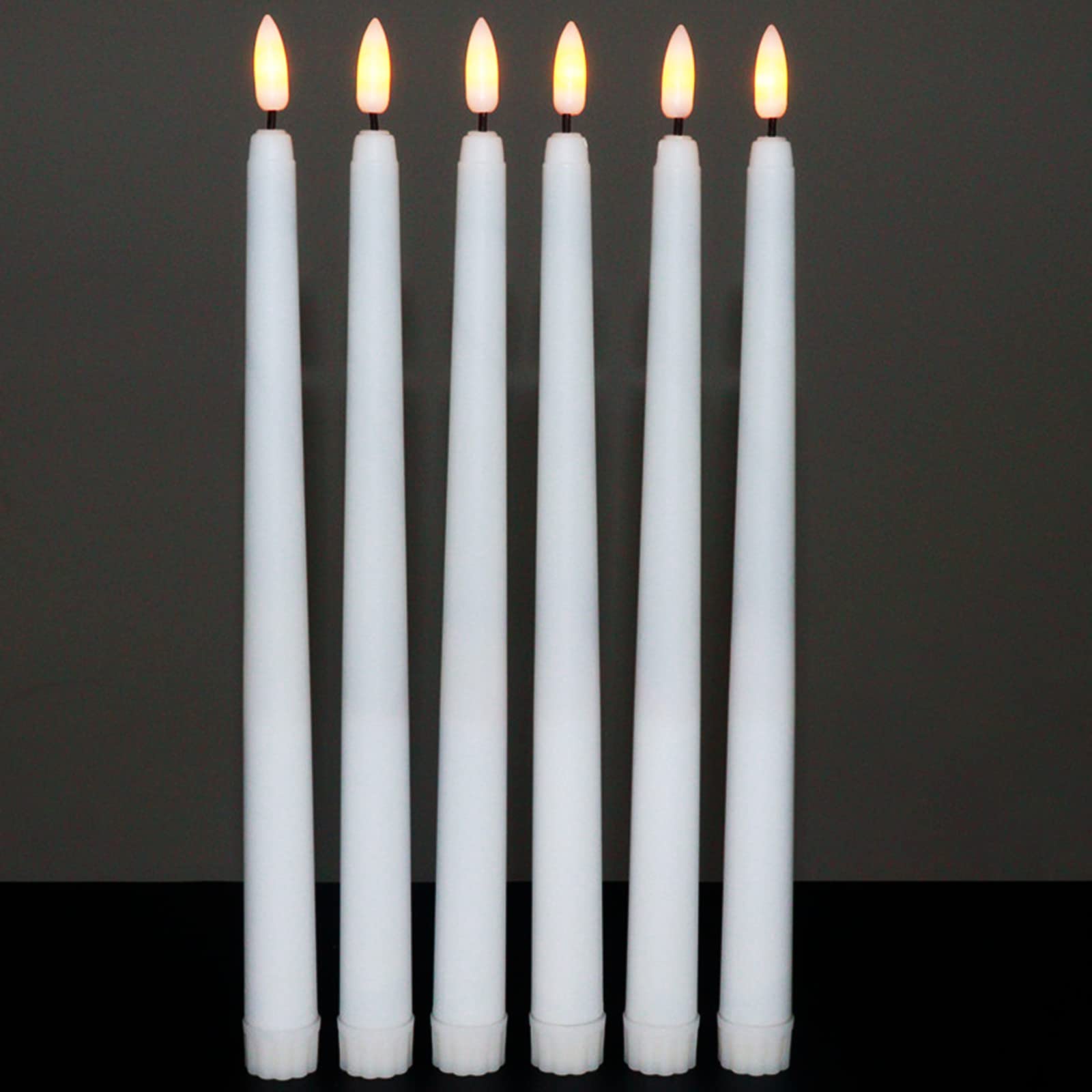 Buy Flameless White Taper Candles Flickering with 6H Timer, Battery