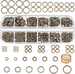 PandaHall Elite 730 pcs Brass Jump Rings, 4 5 6 7 8 10mm Close but Unsoldered Jump Ring for Jewellery Making, Antique Bronze