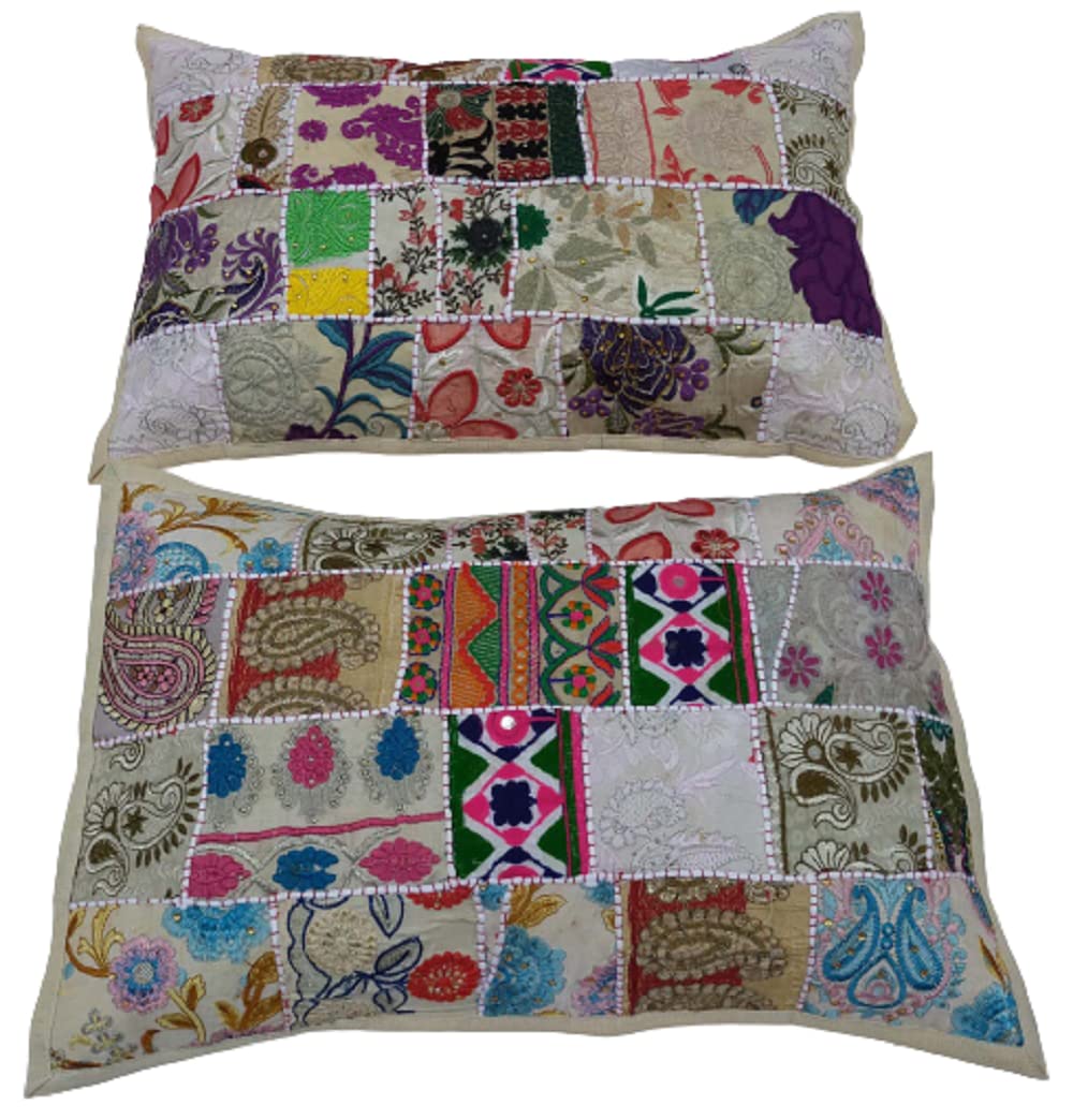 Craft Gallery Pillow Case Cushion Covers for Sofa Living Room Set of Two (16x24 inch White Color