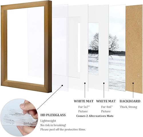 Vista 356 de Egofine Portarretratos de 9 x 12 pulgadas hecho de madera maciza con plexiglás, fotos de 5 x 7/6 x 8 con paspartú o de 9 x 12 pulgadas sin paspartú