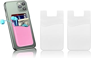 2Pcs zakora Phone Wallet Stick on,Silicone Card Holder for Back of Phone Credit Card Holder for Phone Case Compatible for ...