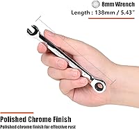 Vista 3 de Egofine Llave combinada métrica de trinquete de 0.315 in, llave de engranajes de grado industrial con diseño de 12 puntos, trinquete de 72 dientes