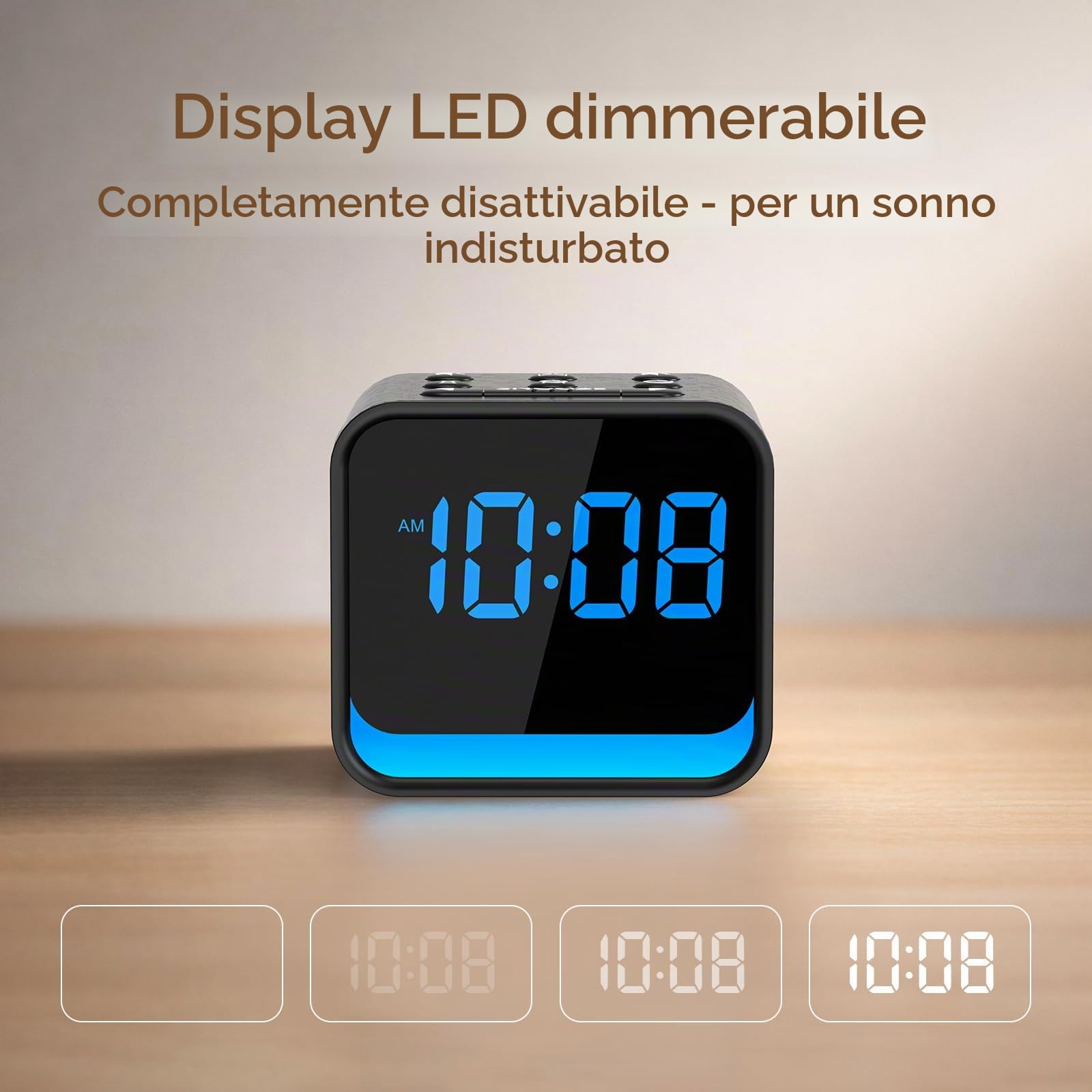 DOUMOSH Radiosveglia con suoni naturali e indicatore LED dimmabile, sveglia digitale notturna con luce e volume in aumento, sveglia radio FM per camera da letto e comodino