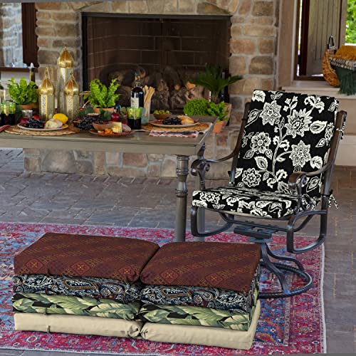 Image of Arden 2-Pack Patio Dining Outdoor Chair Cushions, 20x44, Rain-Proof Seat Pad, Fade-Resistant Outdoor Cushion Ashland Black Jacobean
