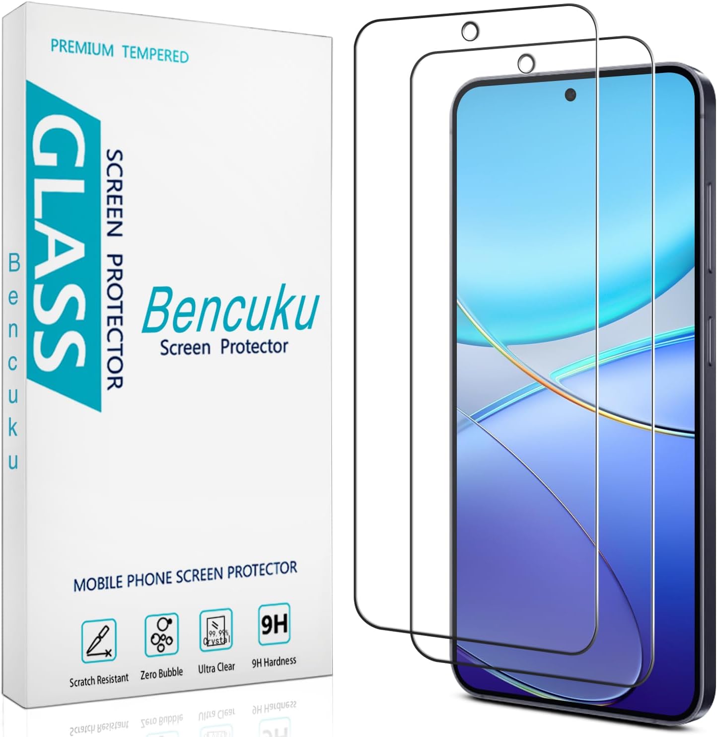 (2 Pack) Designed for Samsung Galaxy S25 Edge 5G Tempered Glass Screen Protector, Support Fingerprint Unlock, Anti Scratch, Bubble Free