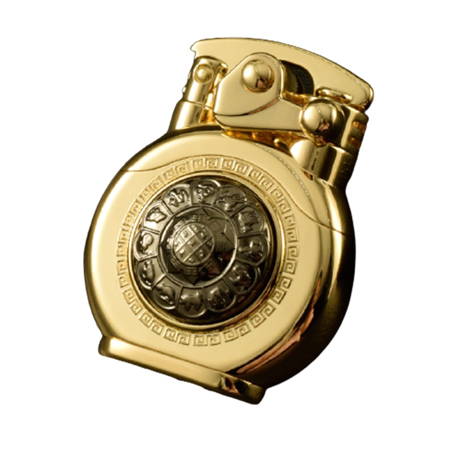 Briquet à Kérosène Vintage Antique Lotus Motif Rocker en Métal Créatif Soft Flame Briquet Coupe-Vent en Cuivre Briquet Cadeau pour Collection Décoratif