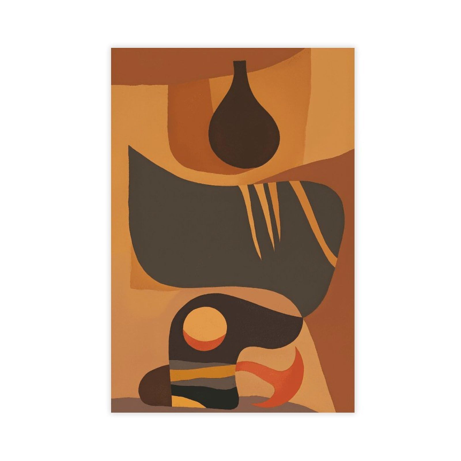 Zguols Unframed Print Terracotta & Black Abstract And Minimalist Poster 6 Canvas Poster Bedroom Decor Sports Landscape Office Room Decor Gift 24" L X 36" W