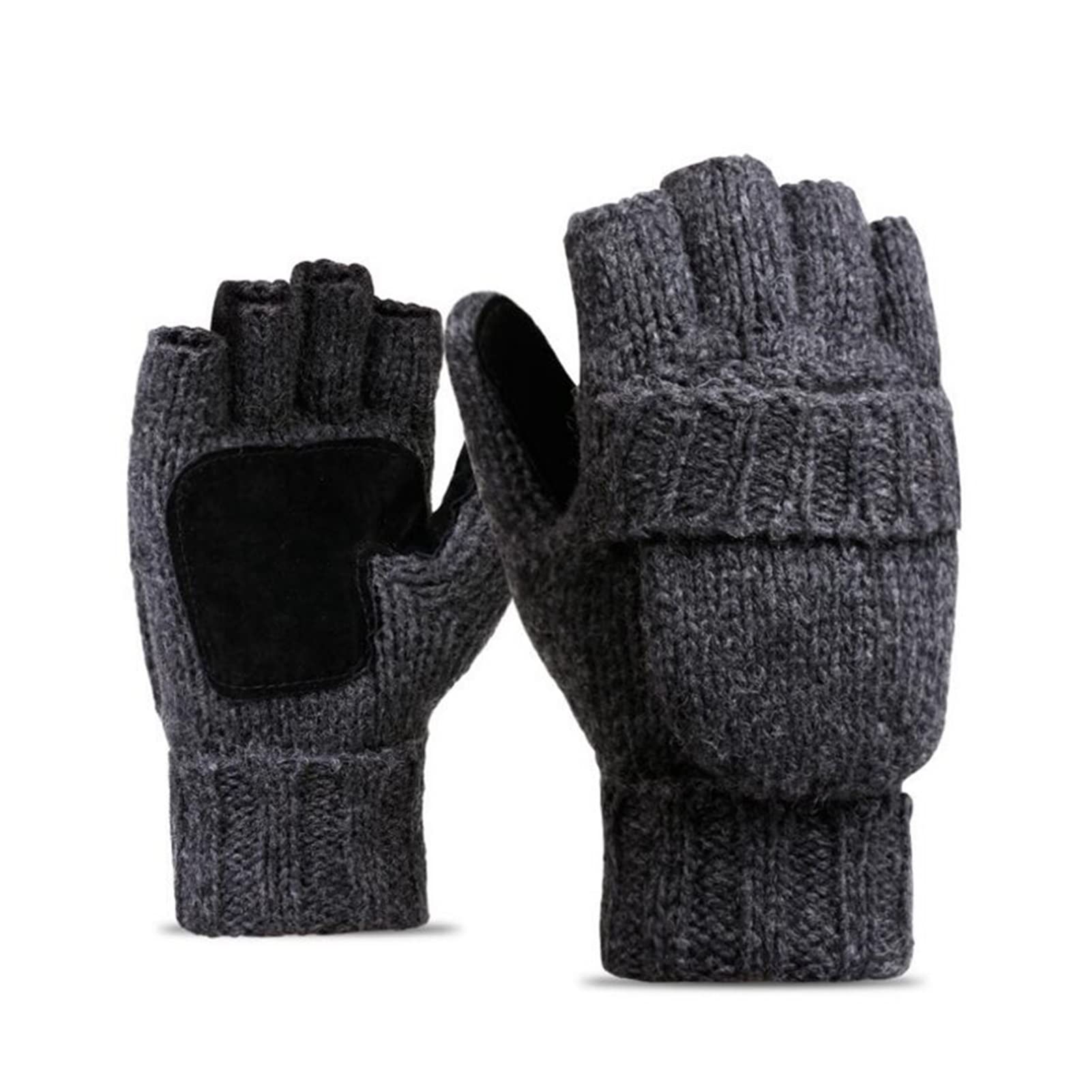 Guantes Invierno Mujer Unisex Plus Grueso Hombre Guantes sin Dedos Hombres Lana Invierno Cálido Dedo Expuesto Mittens Punto Cálido Flip Half Finger Guantes Guantes Esqui