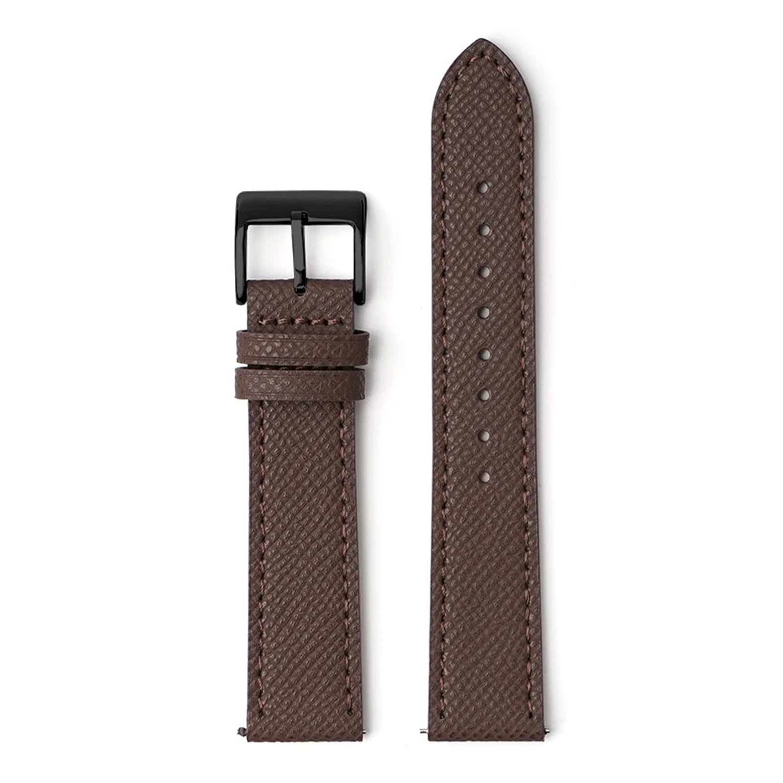 Uhrenarmband， Uhrenarmband aus Kalbsleder mit Schnellverschluss, handgefertigt, Palmenmuster, Armband(Dark brown bn line,22mm)