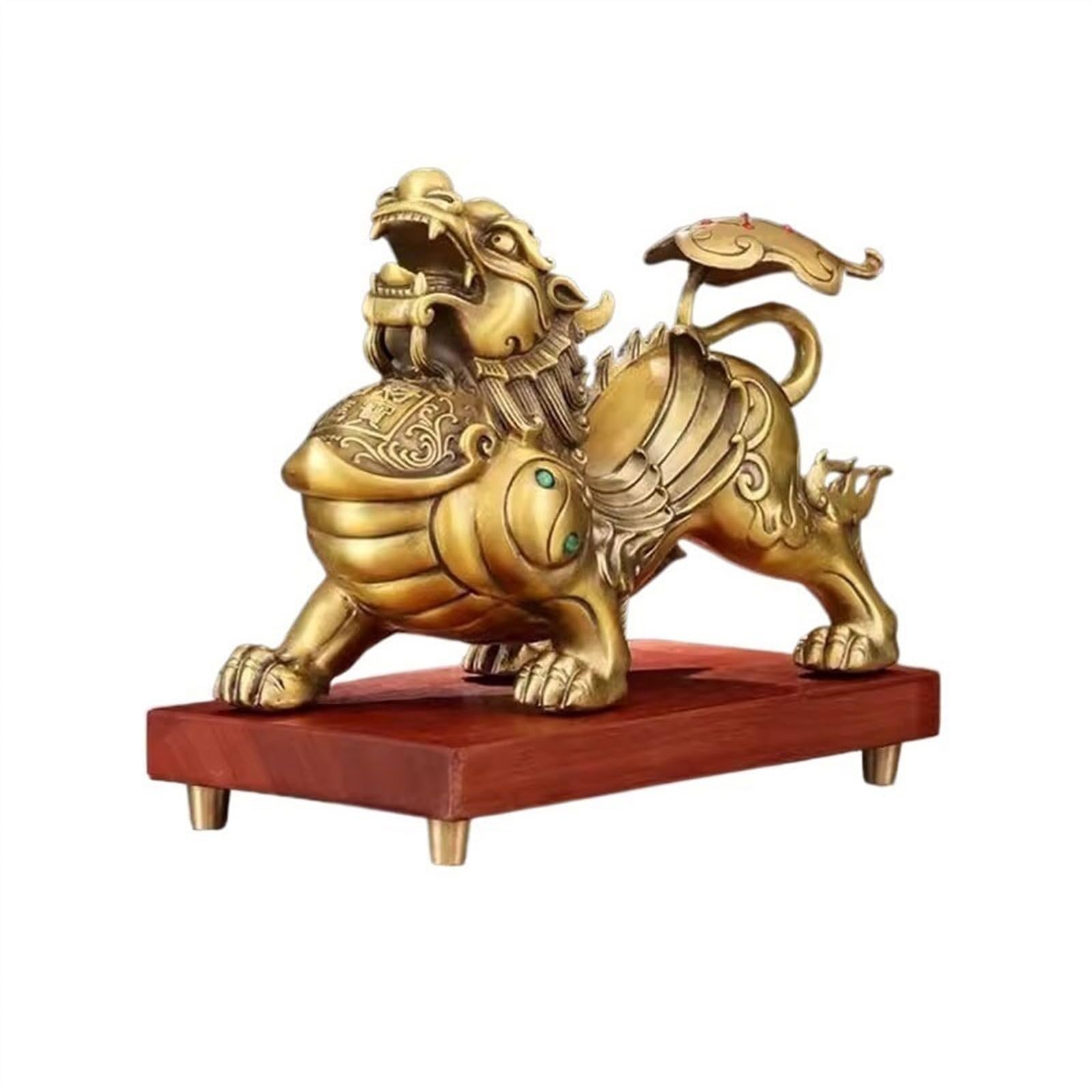 BHGFYXBS Statue Figurines Desktop Vintage Copper Gathering Wealth Decorations Office Lucky Feng Shui Decorations Fortune Pixiu Ornaments With Base Decorative Ornaments,Right-S