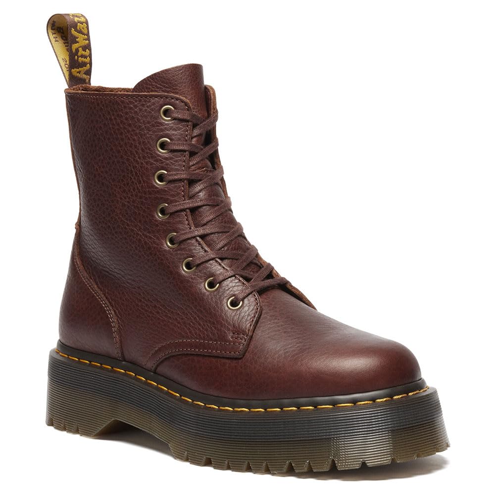 Dr. Martens, Jadon 8-Eye Leather Platform Boot for Men and Women, White Polished Smooth, 7 US Women/6 US Men