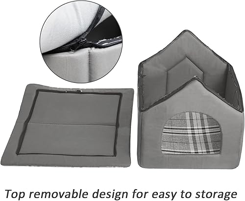 Miniatura 5 de Hollypet Acogedora cama para mascotas, casa cálida para mascotas, cueva para dormir, nido para gatos y perros pequeños, gris