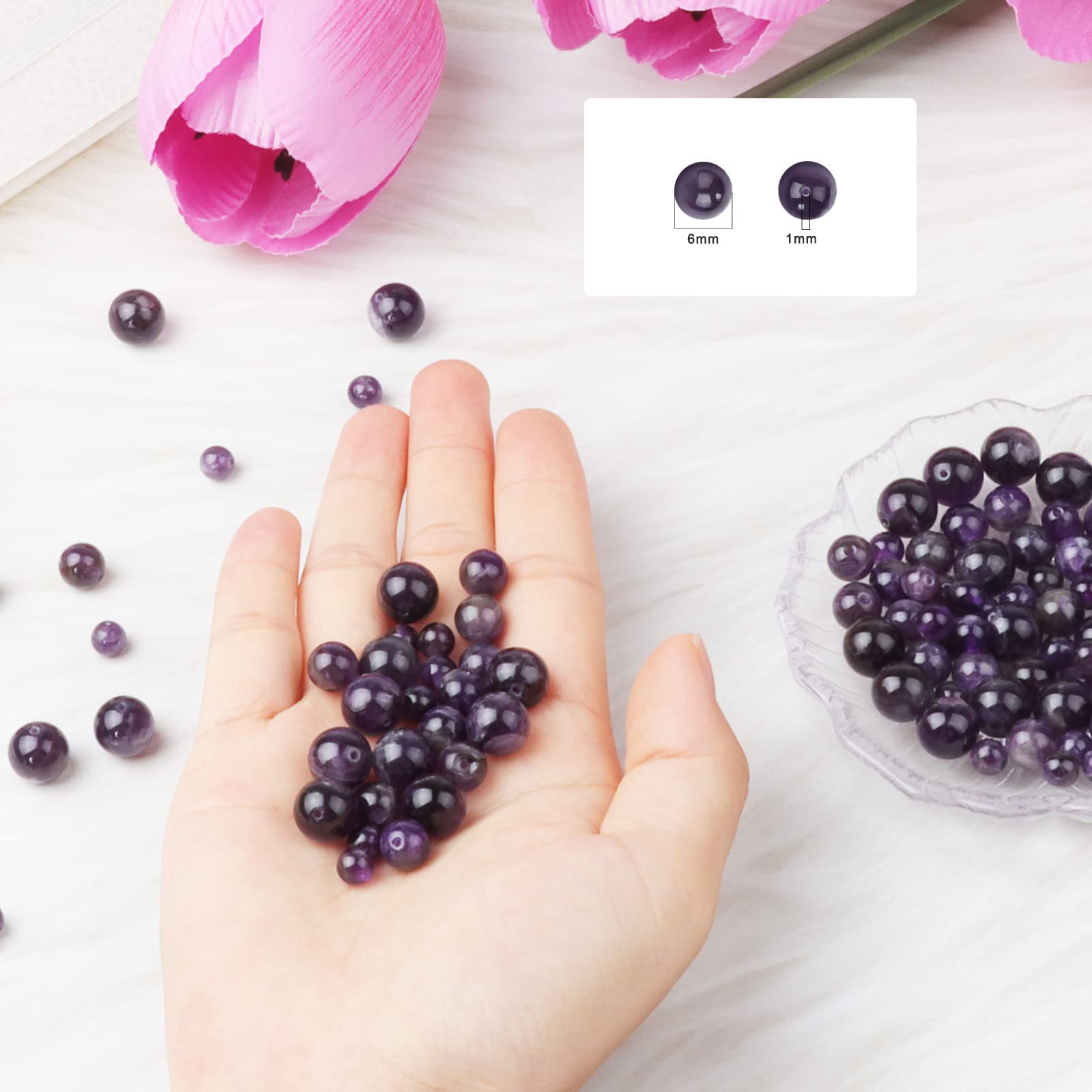 6mm Round Amethyst Deep PurpleGemstone Beads - Image 4