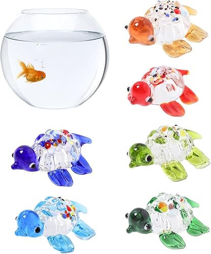 Mini figura de cristal de tortuga para pecera, decoración de tortuga de cristal, figura de tortuga pequeña para decoración de oficina en casa, 6