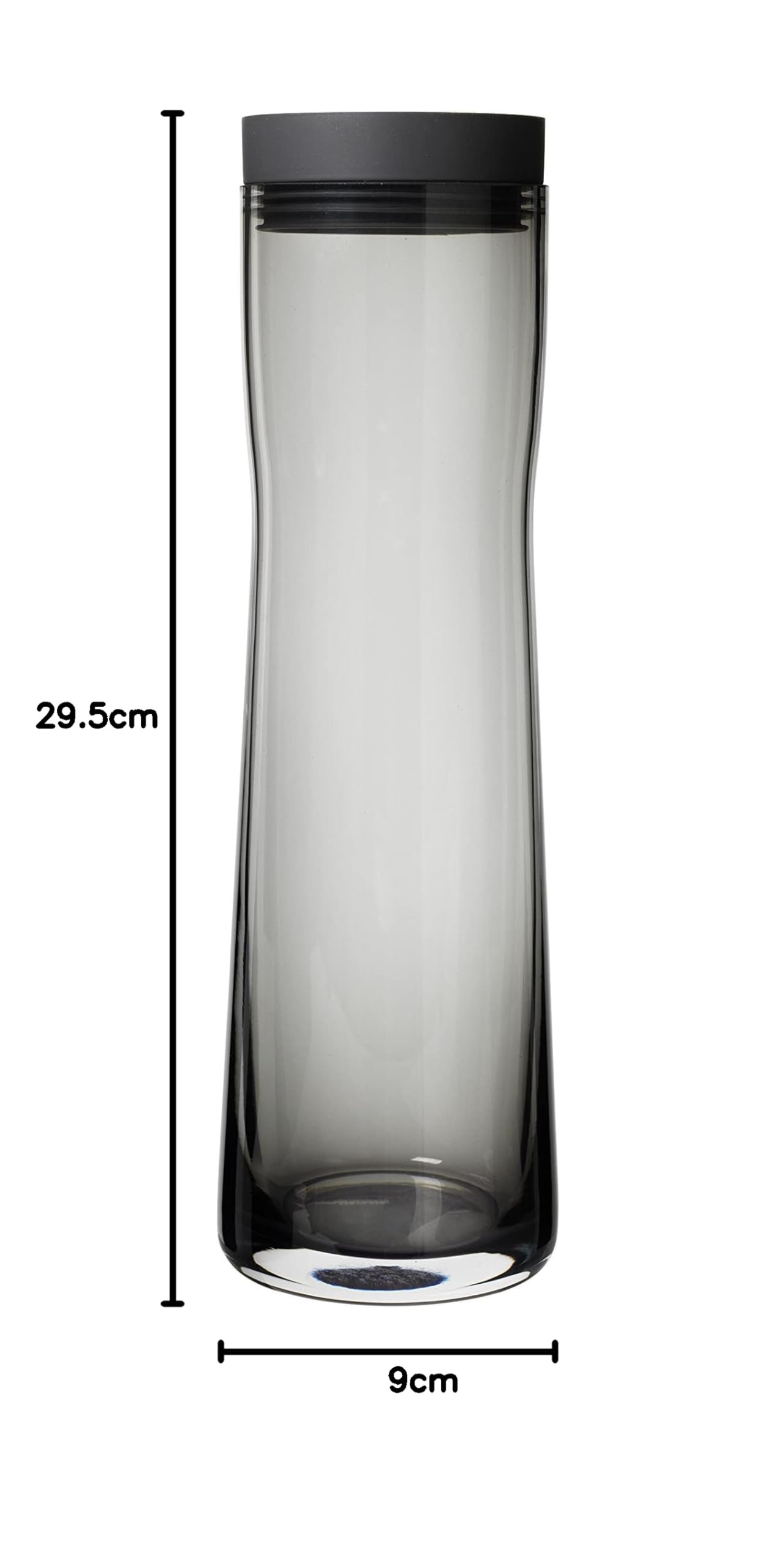 blomus Wasserkaraffe -SPLASH- Glaskaraffe 1 Liter + 2 Trinkgläser 220ml SET (Dark Gray)