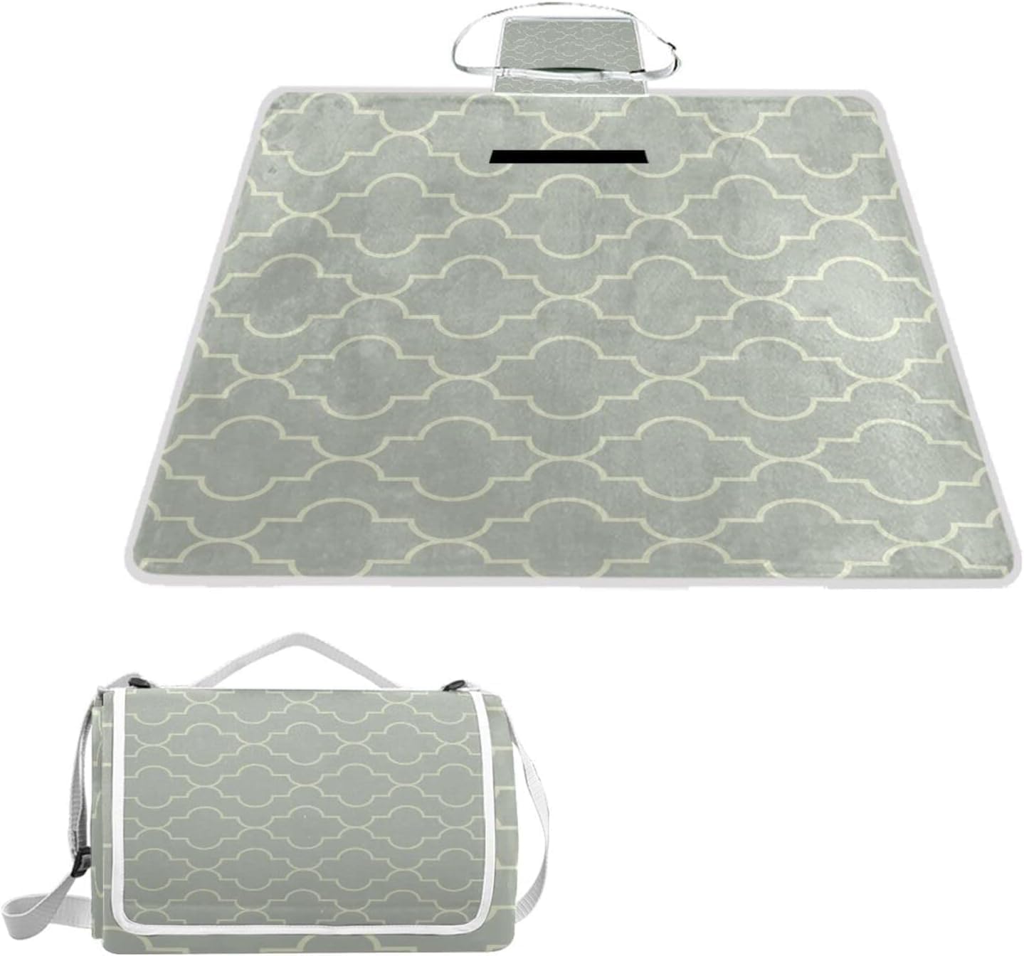 レジャーシート レジャーマット 厚手 アルミ 折り畳み 防水 コンパクト 大判 モロッコ グレー 幾何学模様 花見 キャンプ 軽量