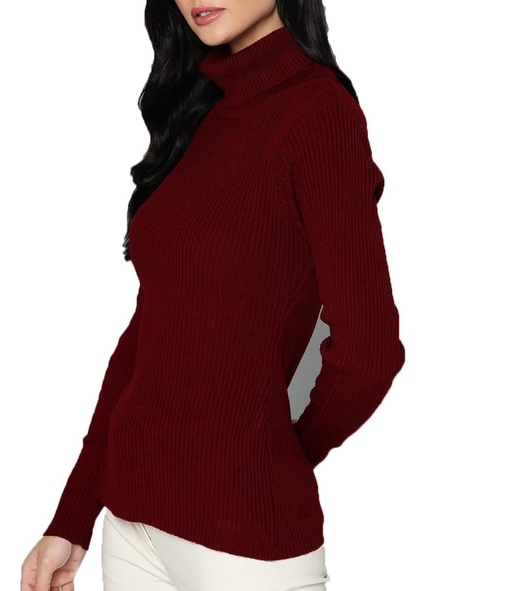 leafbird Turtle Neck Highneck daffodile Woolen Sweater for Adult Girls and Women | Woolen Highneck Plain Pullover top | highnecktop for Ladies-picture-49