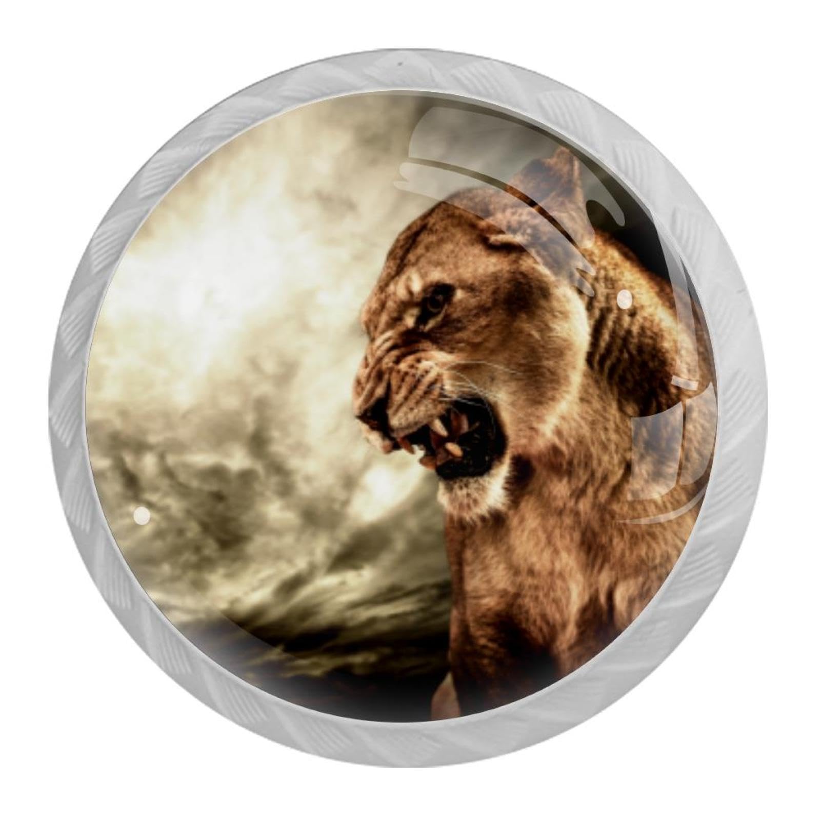 Tqmspg 4 Pieces Drawer Pulls Lion Door Knobs Dresser Handles for Kitchen Wardrobe Cupboard Hardware Furniture