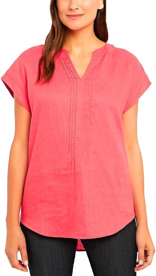 Adrienne Vittadini Hibiscus Linen Top 