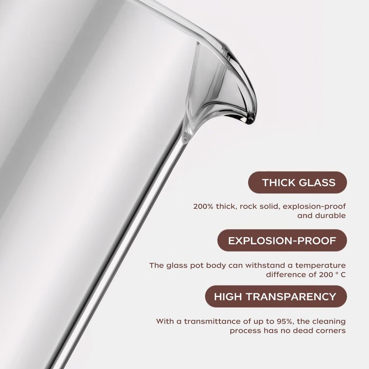 Feyiubmen Caffettiera Francese - 600 Ml, Vetro Borosilicato, Acciaio Inossidabile - Foto 10