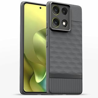 Pikkme Back Cover for Motorola Moto G86 Power 5G Camera Protection 3D Hexa Cube Design Silicone Protective Bumper Case (Grey)