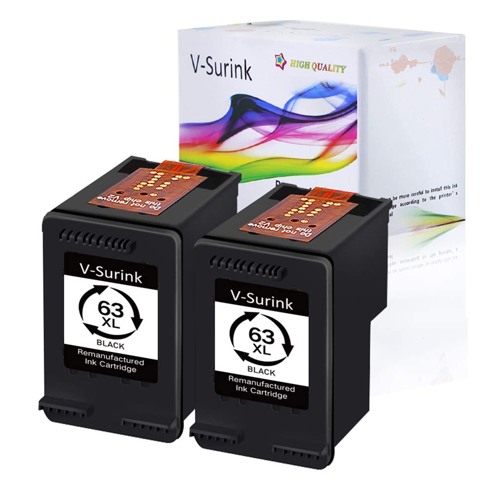 Cartuchos De Tinta Limeink 63XL Remanufacturados, Pack De 2, Compatibles Con HP Envy, Deskjet, OfficeJet