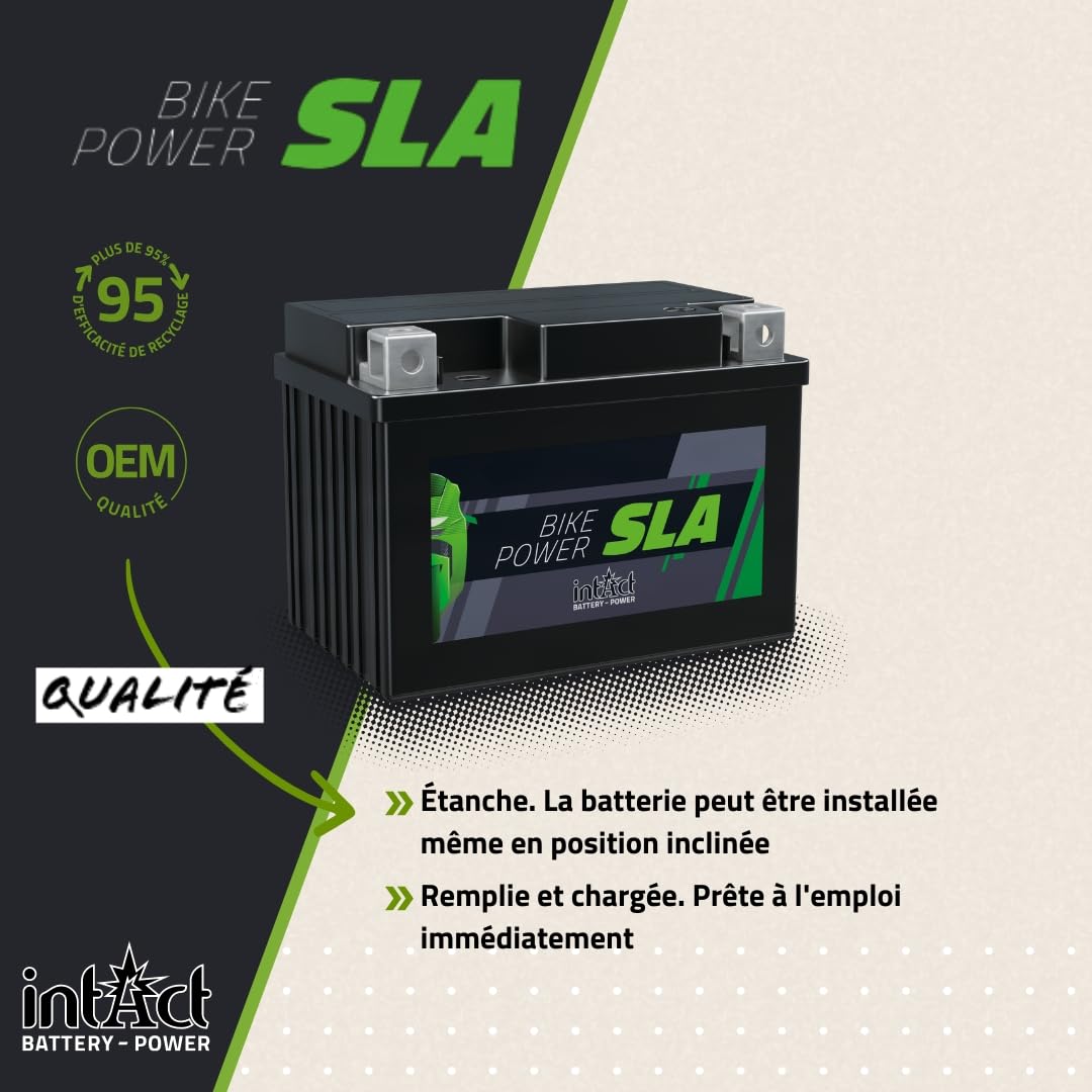 intAct - AGM BATTERIE MOTOCYCLE | Batterie pour scooter, moto, quad, etc. Batterie sans entretien & anti-fuite | SLA12-10Z-S, CTZ10-S, batterie 12V, 8,5 AH (c20), 140 A (EN) | Dim : 150x87x94mm