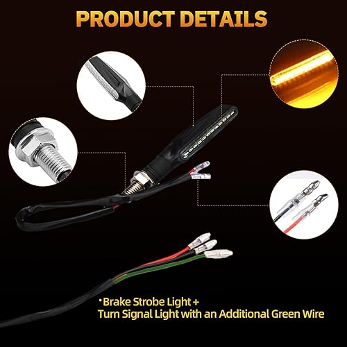 Miniatura 5 de Señales de giro LED para motocicleta, luz intermitente de freno  Señales de giro LED con luces de freno, luces de freno de motocicleta de 12 V