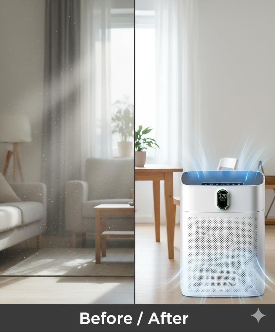 Luftreiniger – TikTok-ready Clean Air Upgrade, H13 HEPA gegen Staub, Rauch & Tierhaare, ultra leiser Nachtmodus, stylisches Design für Wohnung, Gaming-Setup & Homeoffice