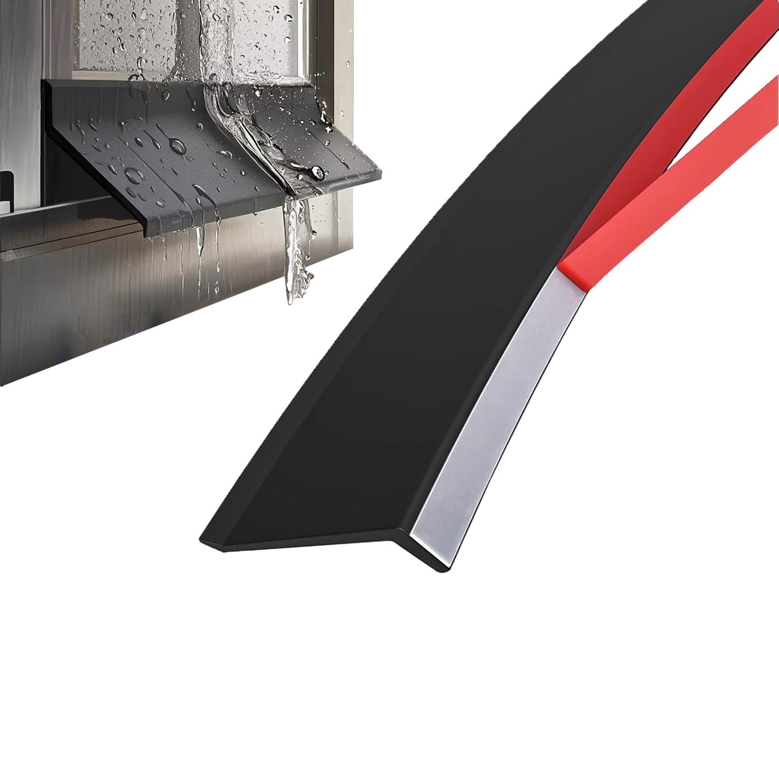 Estdkmnos 5.5Cm Window Outer Edge Rain Shield， Self-Adhesive Rubber Door Drip Cap, Multiple Sizes, Weather- Rain Deflector For Home(,(9.8Ft))