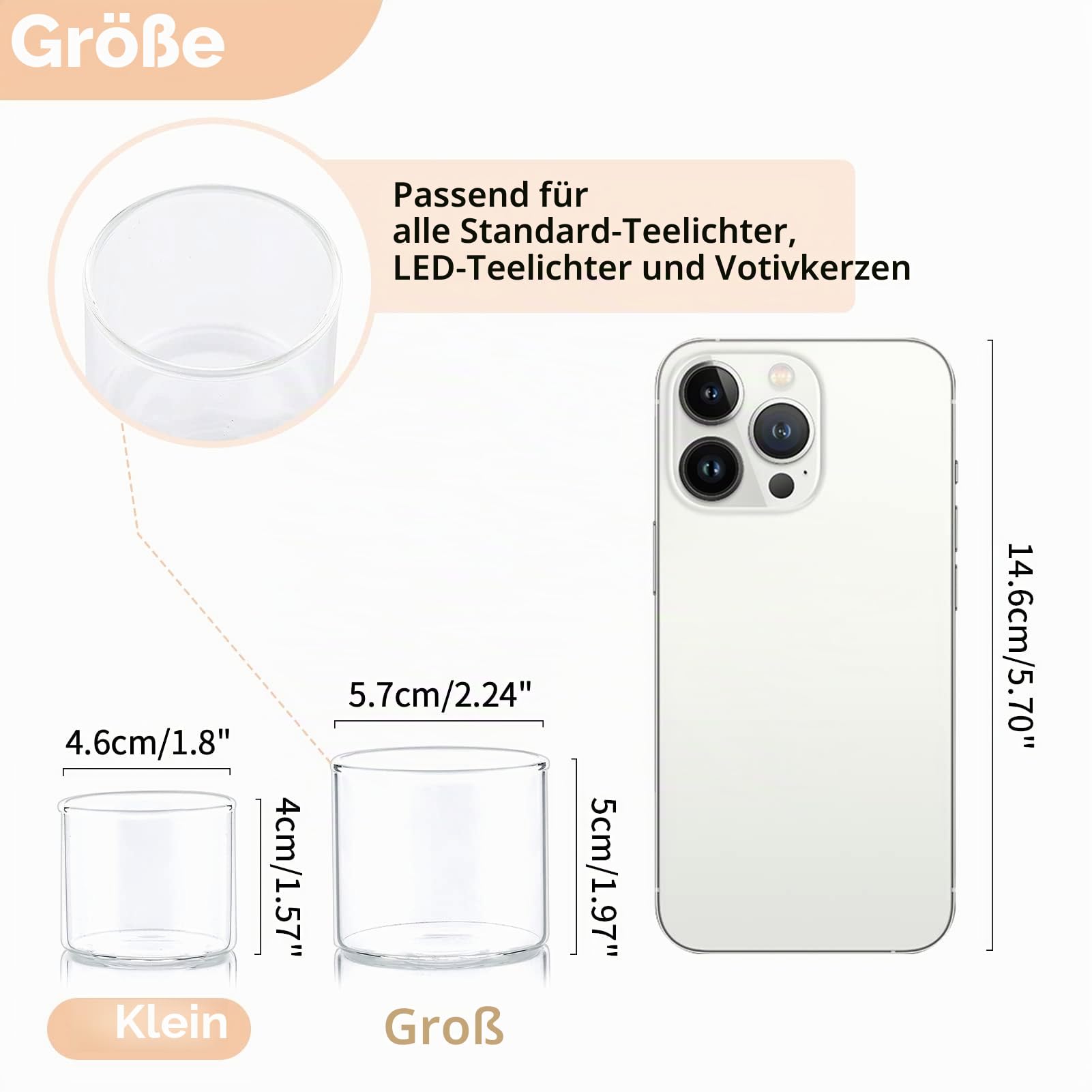 NUPTIO Teelichthalter Glas Klein Teelichtgläser: 36 Set Weihnachtendeko | 4,6cm Durchmesser Mini Teelicht Gläser Transparent Klar Glas Windlichter für Teelichter Tischdeko für Innen Hochzeit