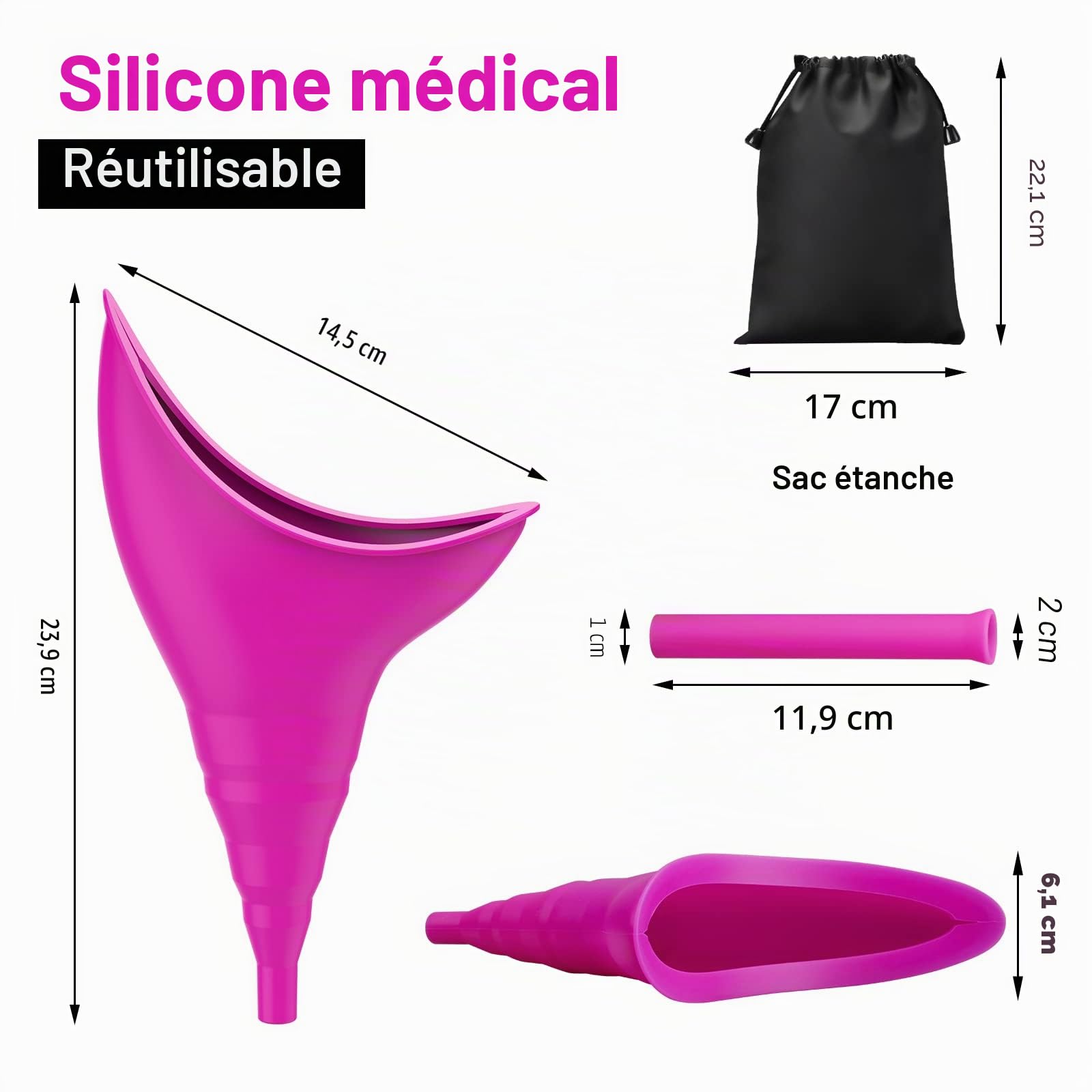 Urinoir Portable Femme – Lot De 12 Cônes Jetables, Anti-fuite, Design Ergonomique, En Boîte Colorée