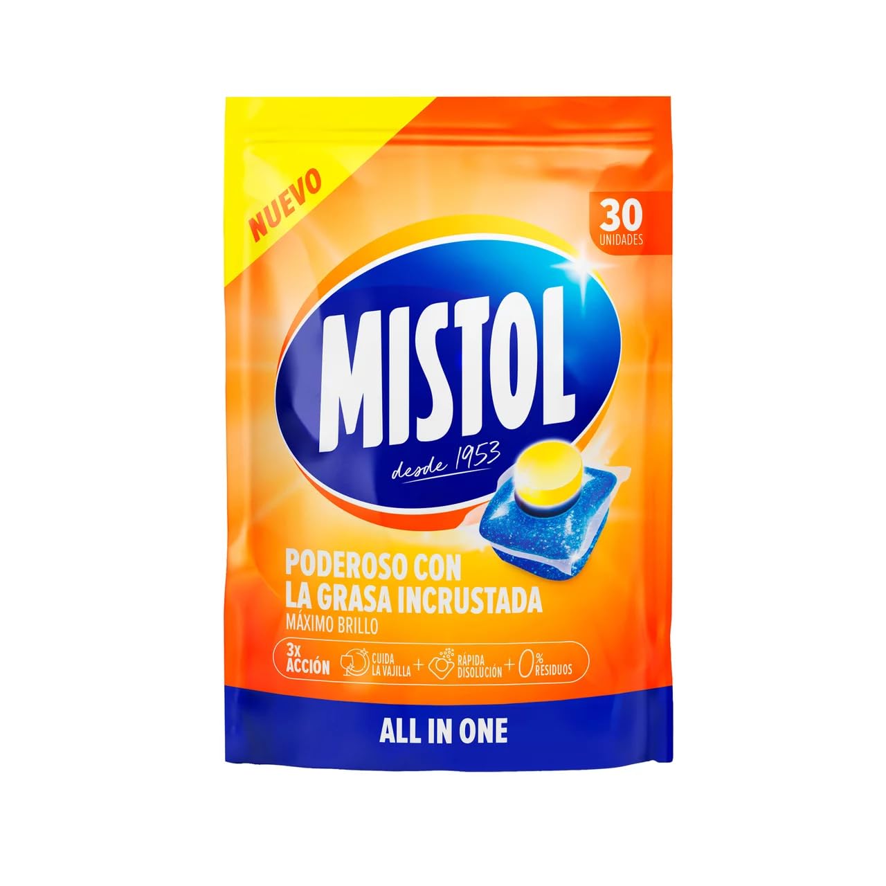 Detergente per lavastoviglie All in Uno, 30 pezzi, 450 g, confezione da 6