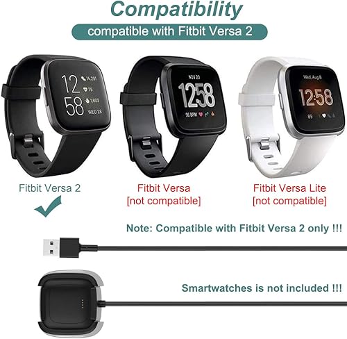 Miniatura 2 de Cargador para Fitbit Versa 2, cable de carga de repuesto con cable USB de 3.3 pies para reloj inteligente Versa2