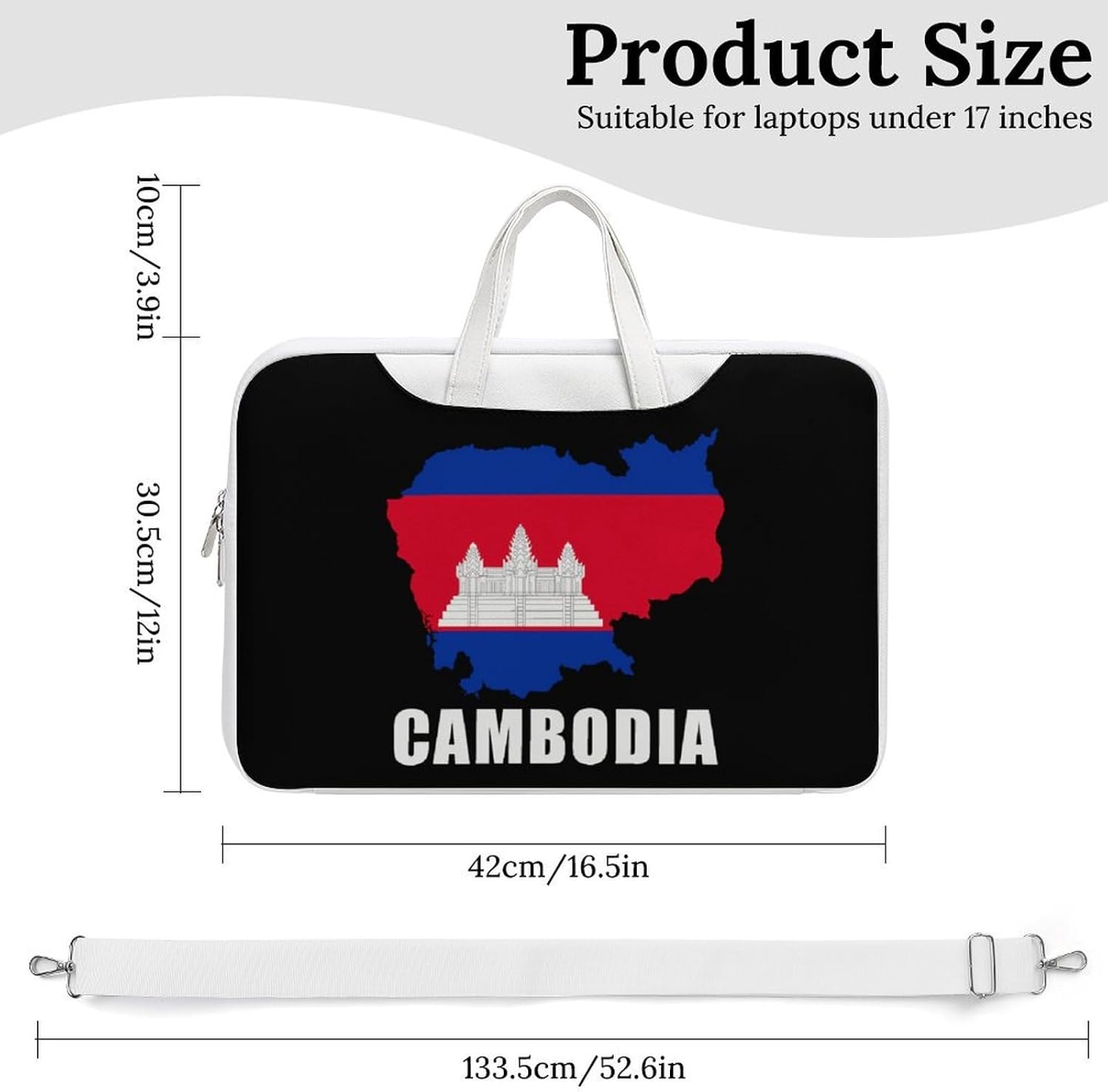 Cambodia Flag Cambodian Map Leather Laptop Bag Handheld Slim Computer Bags Business Briefcase