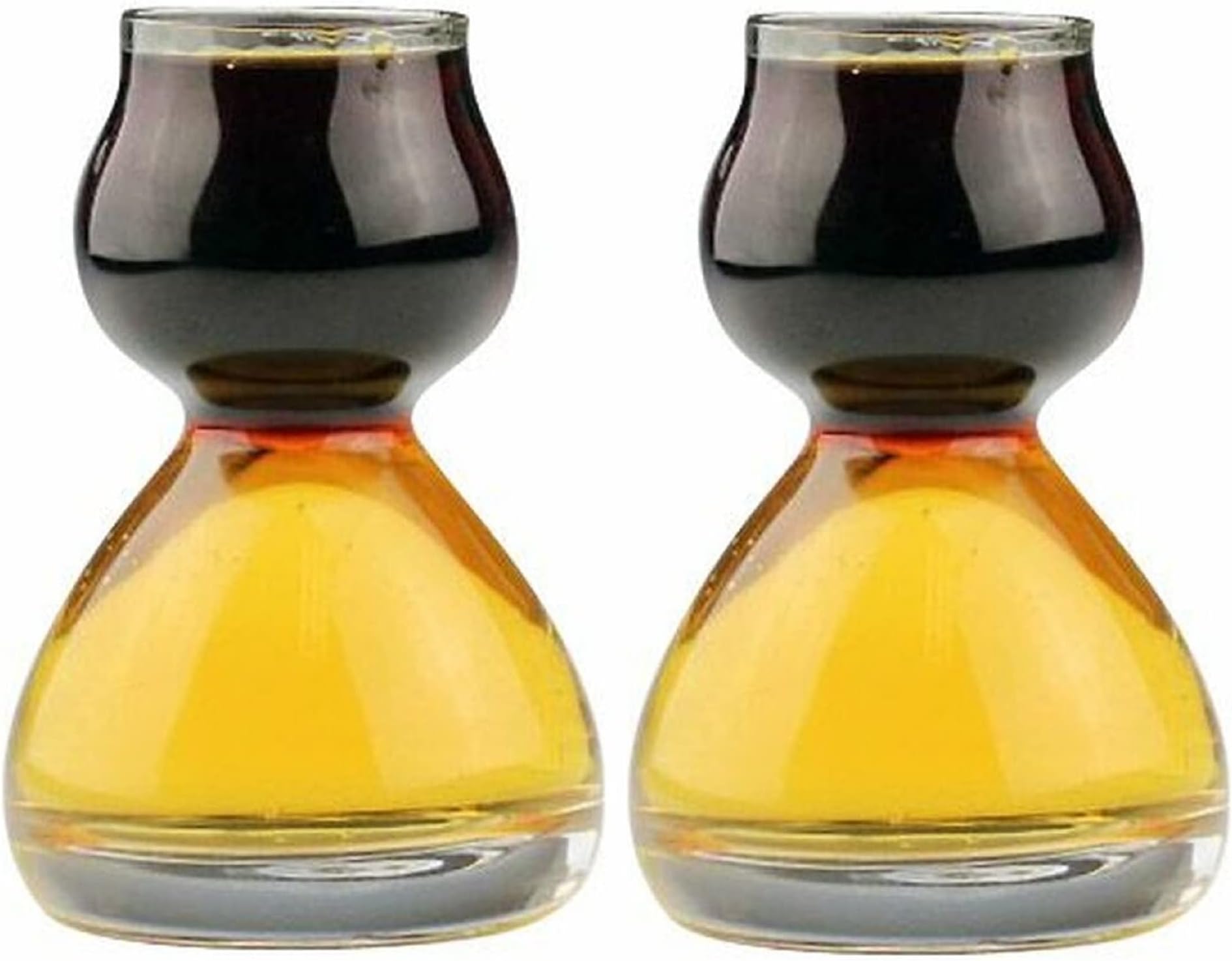 Double Bubble Layered Shot Glass – Chaser Shot Glass Jigger for Smooth Tasty Shots – Fun Unique Split Shot Glasses Barware (1.25oz Top & 2.25oz Bottom, Set of 2)