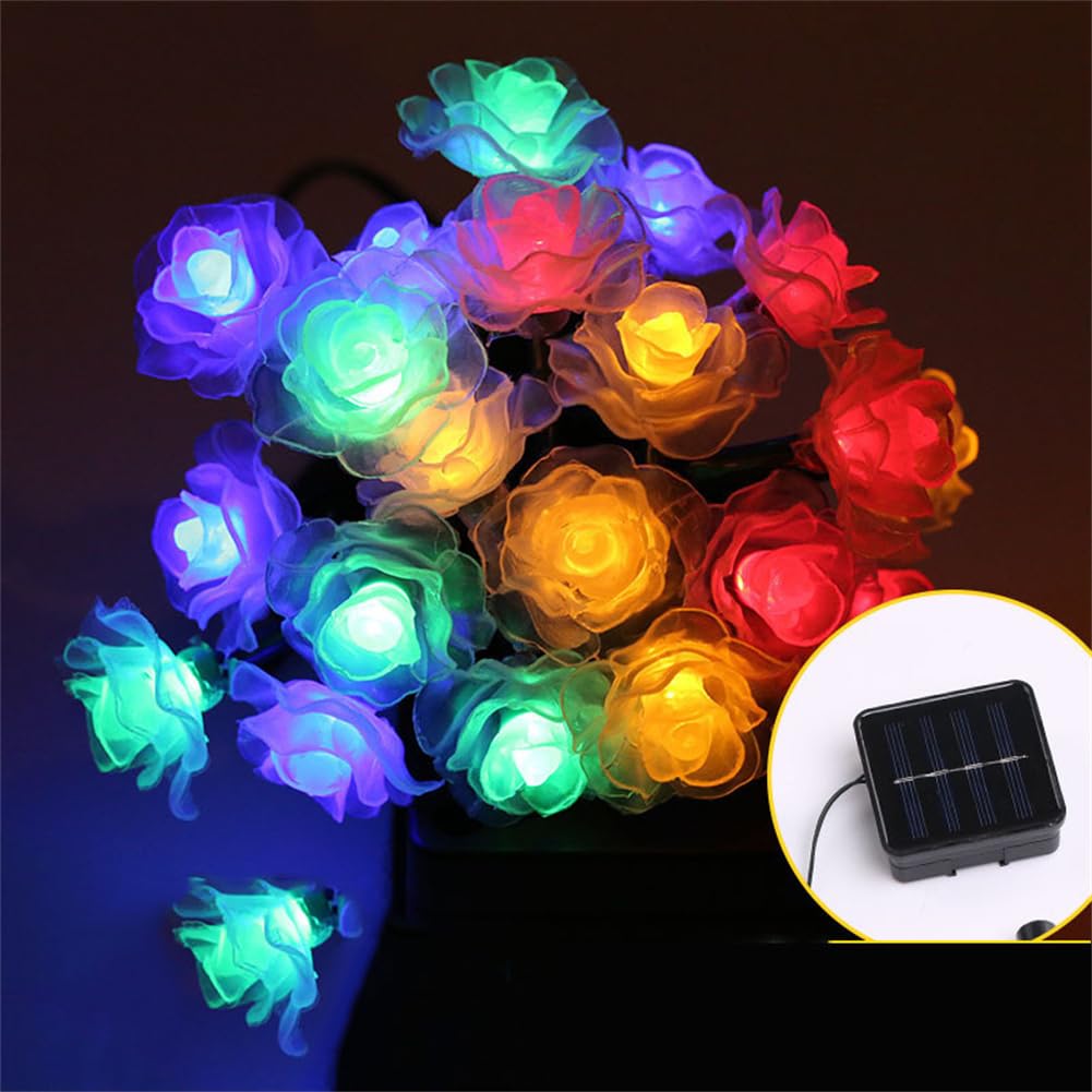 FANSU Solar Lichterkette Aussen, Lichterkette Außen Solar Wasserdicht, 8 Modi Solarlichterkette Wetterfest für Balkon Garten Pavillon Terrasse Vorzelt (Bunte Blumen,32 m 300 Lichter)