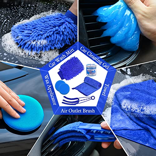 Outimi 27Pcs Car Detailing Brush Set, Car Detailing Kit, Car Detailing Drill Brush Set, Car Detailing Brushes, Auto Polishing Brush, Car Wash Kit With Cleaning Gel, Car Cleaning Tools Kit - Blue #TOP4