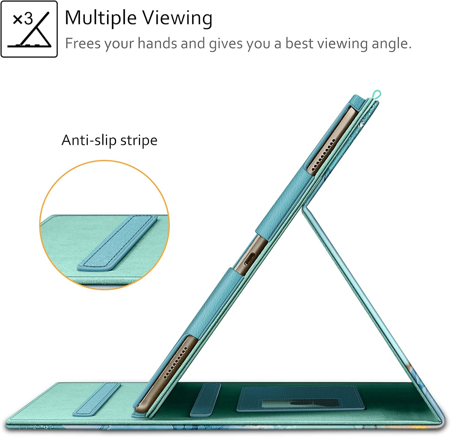 Fintie Case for iPad Pro 12.9-inch 2017/2015 (Old Model, 2nd & 1st Generation) - [Corner Protection] Multi-Angle Folio Stand Cover with Pencil Holder & Pocket, Auto Wake/Sleep, Emerald Marble