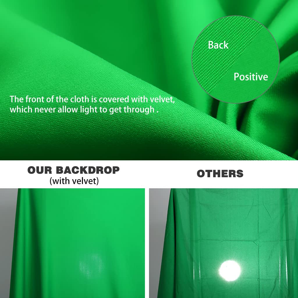 Telón de fondo de pantalla verde grande de 3 x 20 pies para fotografía, cortina plegable de poliéster verde con dos bolsillos para barra con 4 abrazaderas para fotografía, reuniones de zoom y